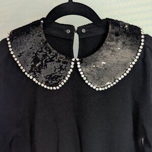 Charter Club Cashmere Detachable-Sequinned-Collar Sweater M